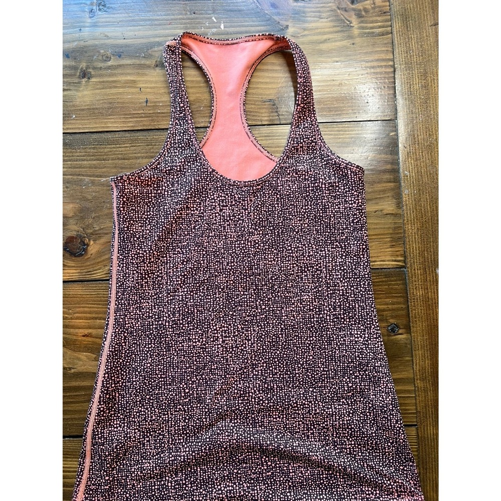 Lululemon Cool Racerback Tank Top Pink Black Micro Dot Athletic Yoga Shirt